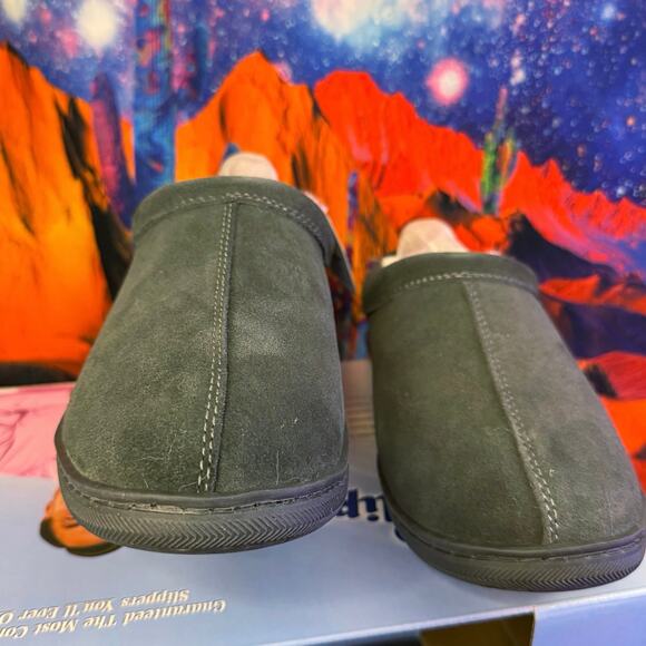 •NEW• Men's MySlippers Size 9 - Charcoal Genuine Leather & Memory Foam Comfort - Picture 2 of 11